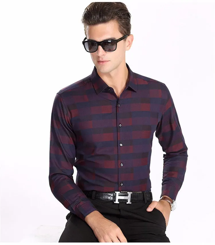 2017 High-grade New Fashion Brand Clothing Men Shirt Long Sleeve Business Style.