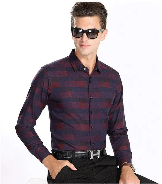 2017 High-grade New Fashion Brand Clothing Men Shirt Long Sleeve Business Style.