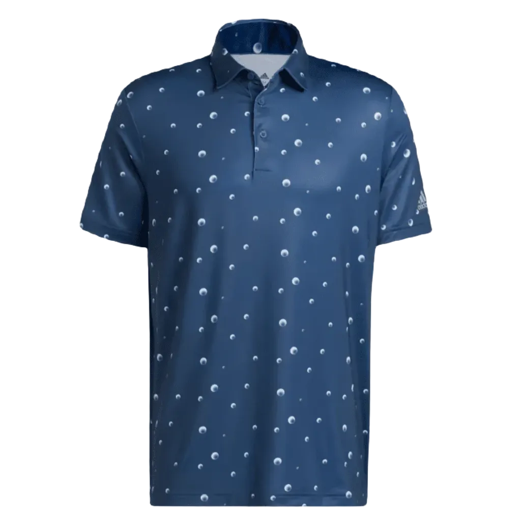 Adidas Ultimate365 Allover Print Golf Polo Shirt - Blue