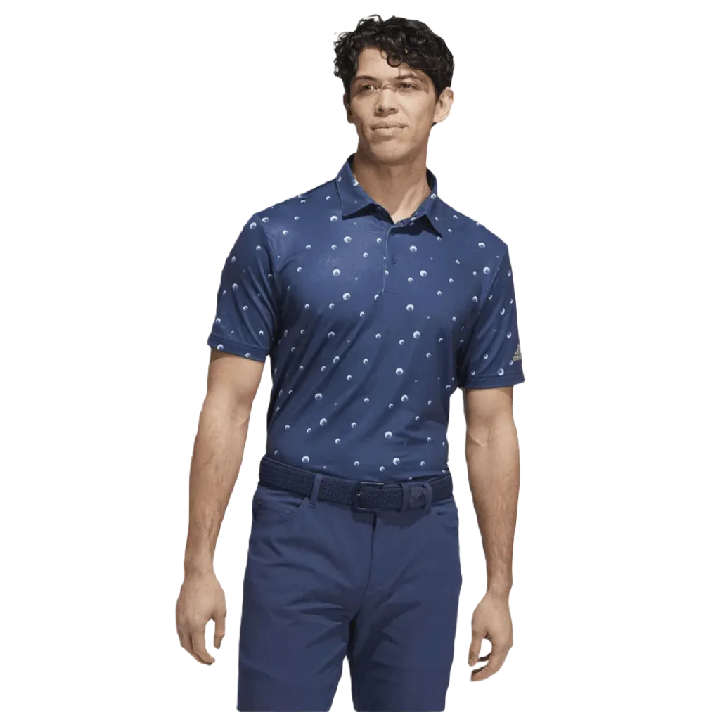 Adidas Ultimate365 Allover Print Golf Polo Shirt - Blue