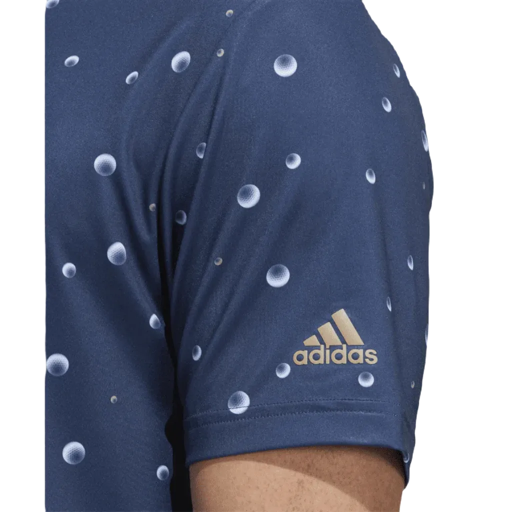 Adidas Ultimate365 Allover Print Golf Polo Shirt - Blue