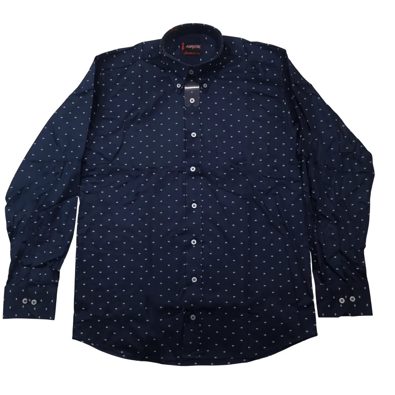 Aero LS Navy Polka Pattern Shirt