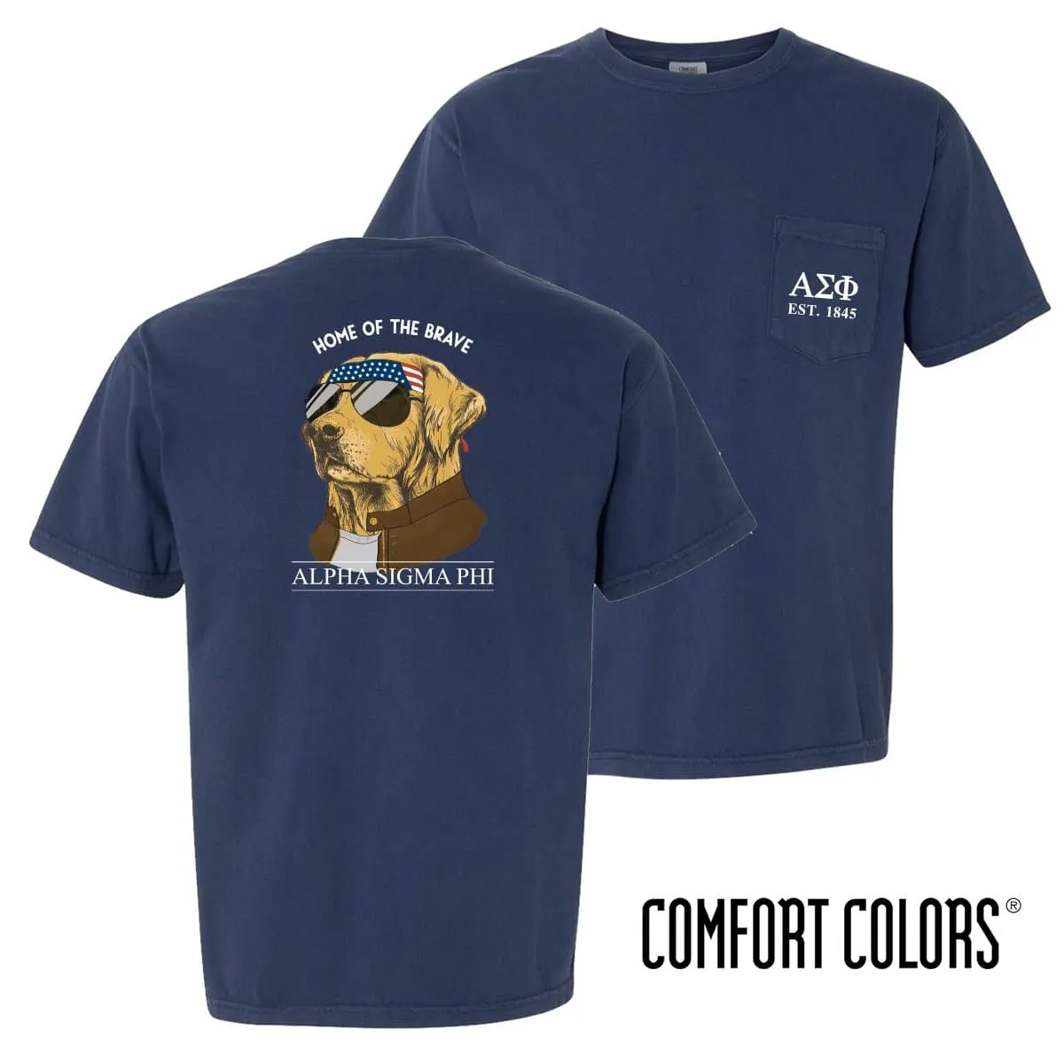 Alpha Sig Comfort Colors Short Sleeve Navy Patriot Retriever Tee