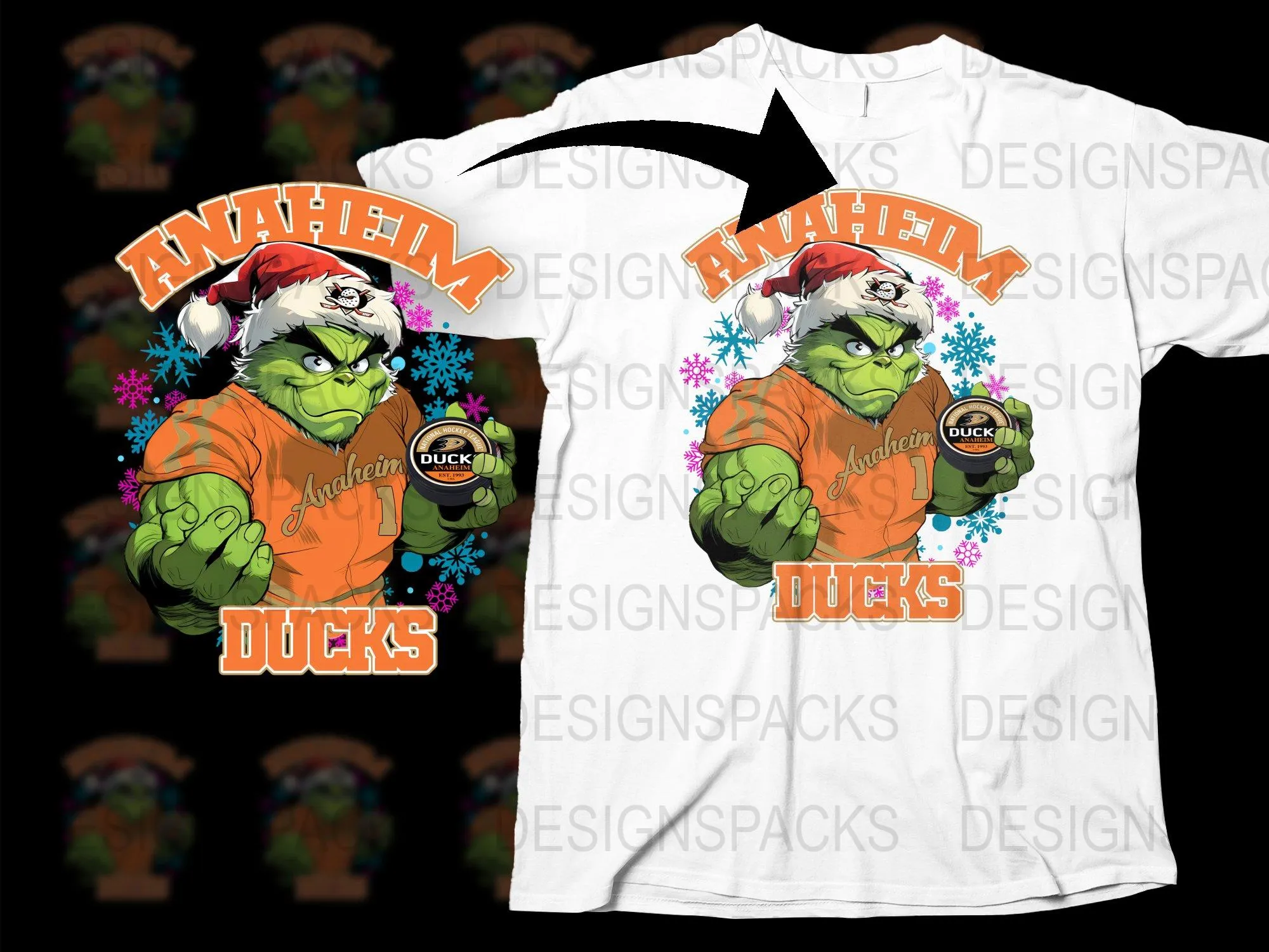 Anaheim Ducks Grinch Christmas Style Graphic Png Digital Download