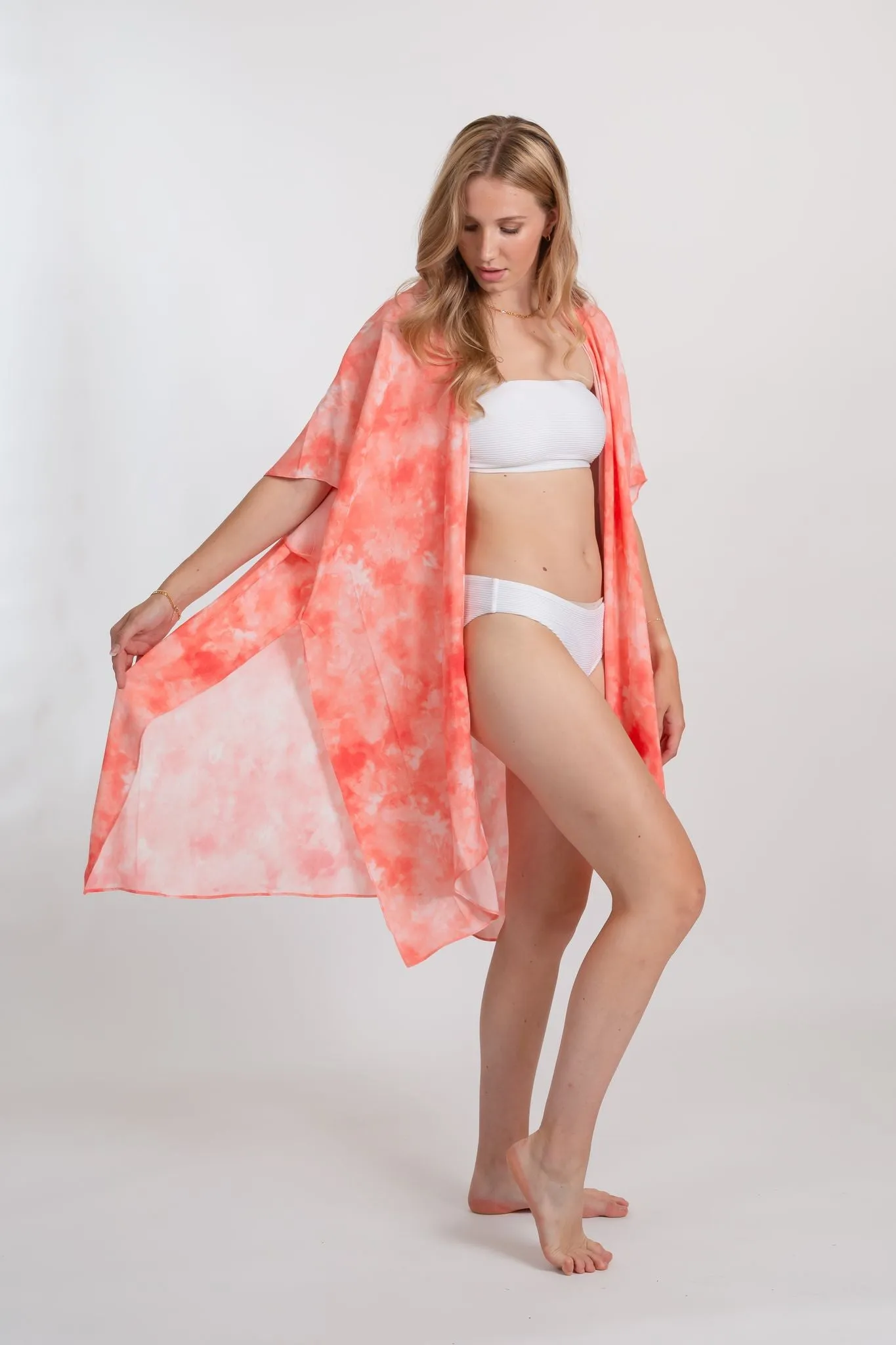 Aquarelle Tie Dye Printed Beach Kimono