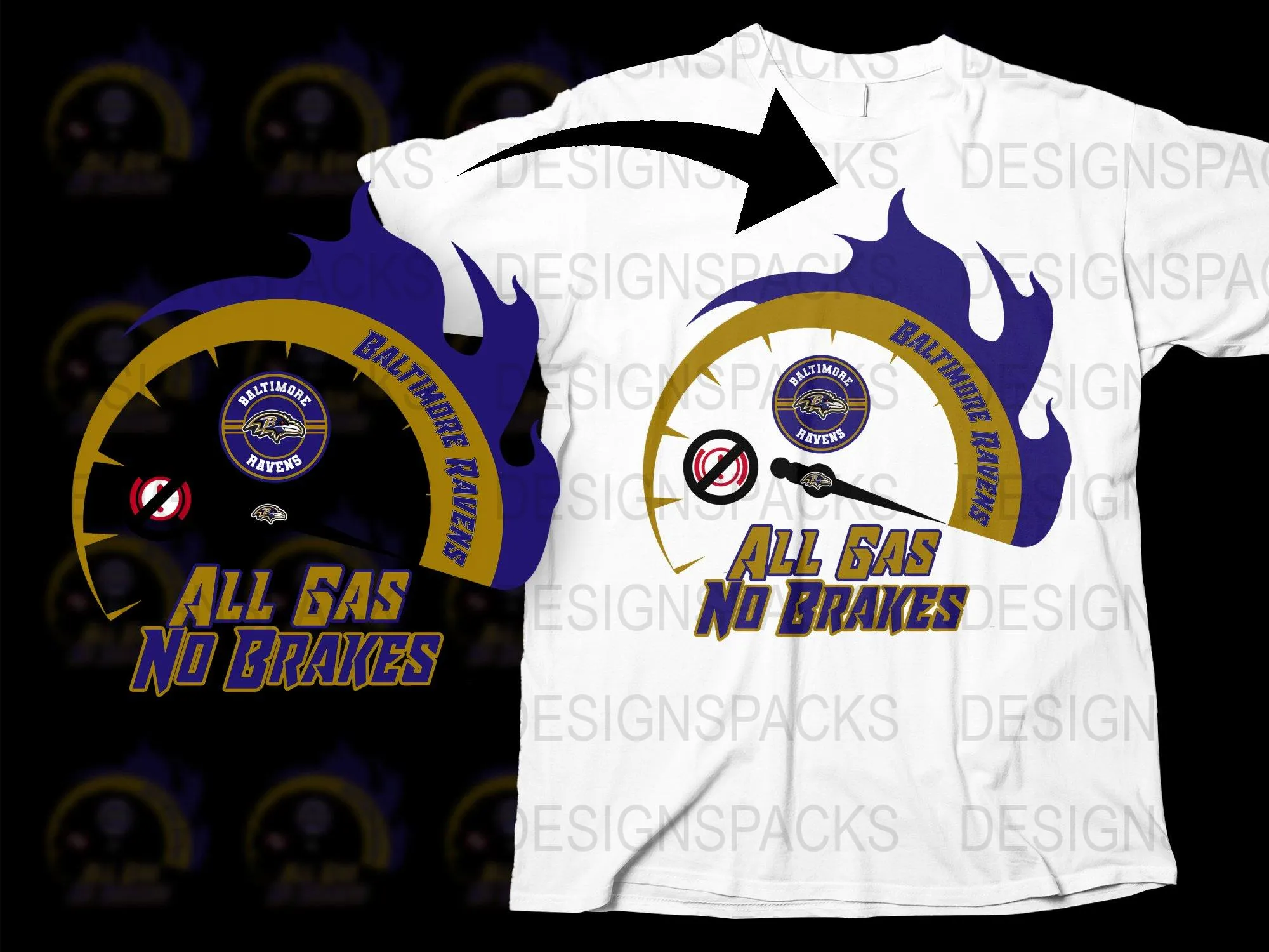 Baltimore Ravens All Gas No Brakes Graphic Png Digital Download