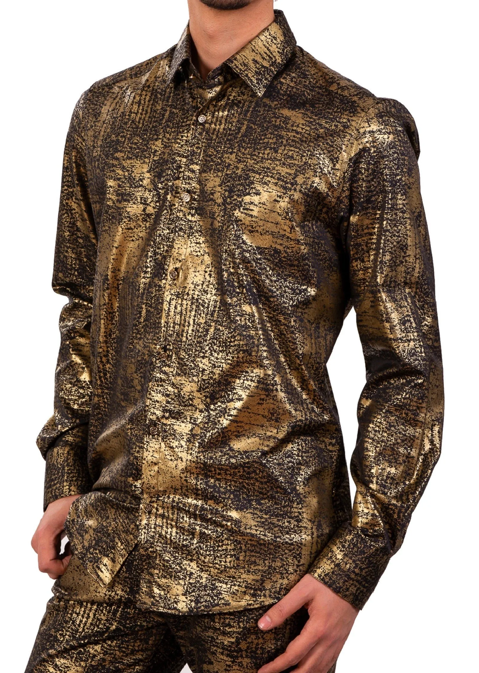 Black Gold Foil Long Sleeve Shirt