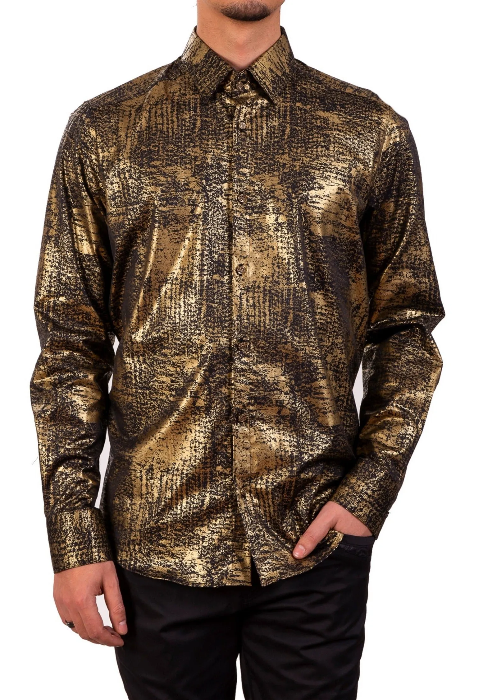 Black Gold Foil Long Sleeve Shirt