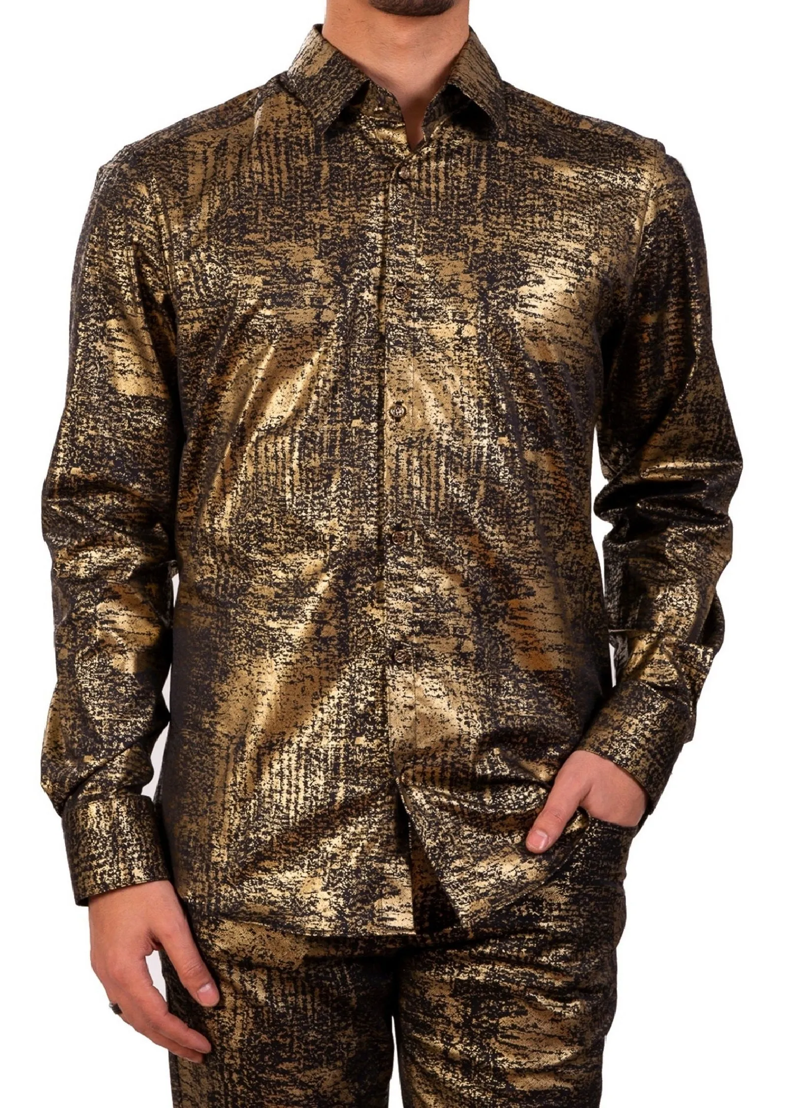 Black Gold Foil Long Sleeve Shirt