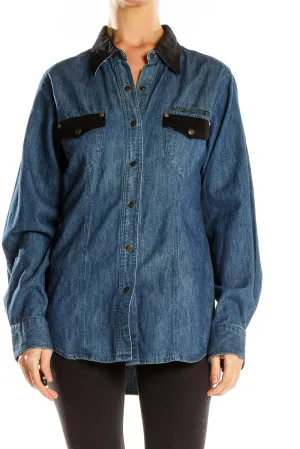 Blue Denim Western-Style Shirt