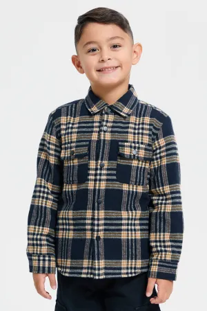 Boys Assorted Check Sherpa Lining Long Sleeve Shirt