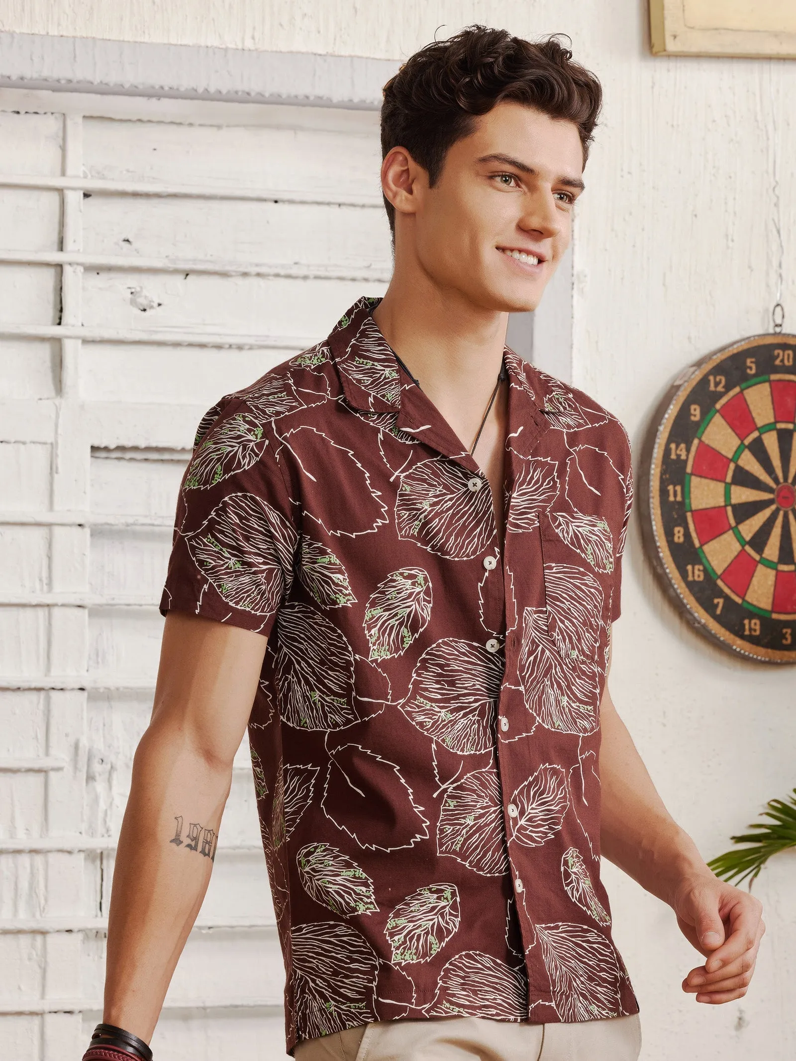 Brown Printed Resort Shirt