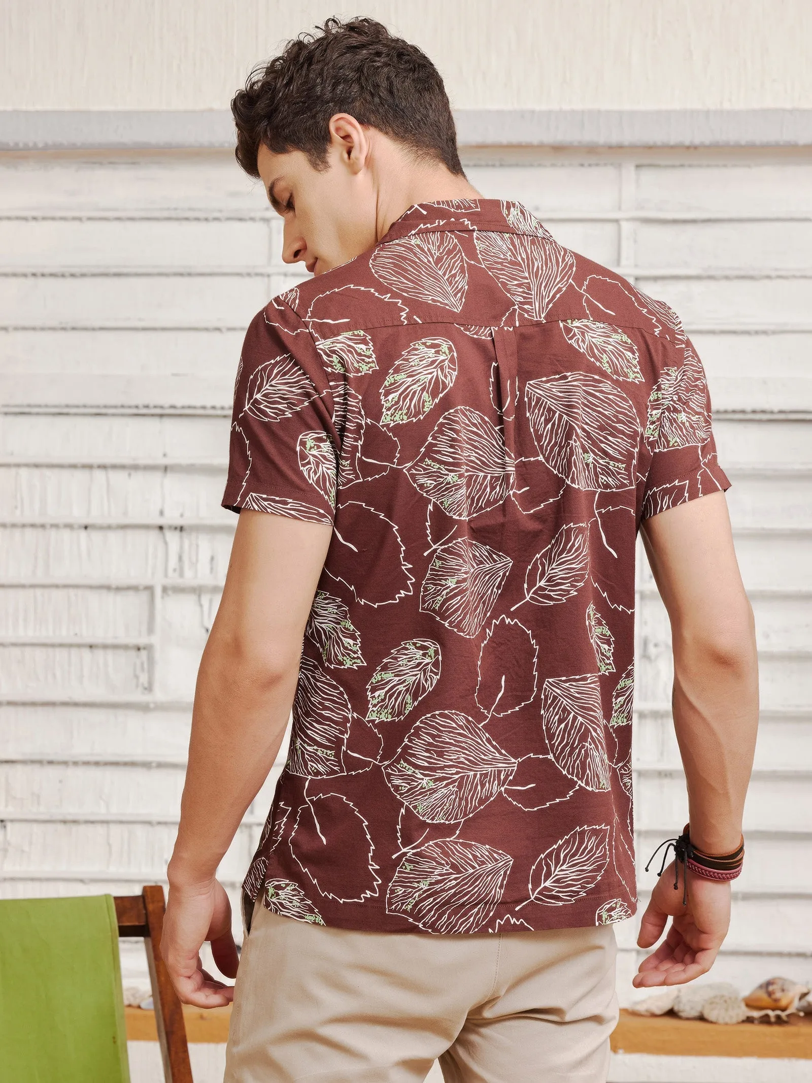 Brown Printed Resort Shirt