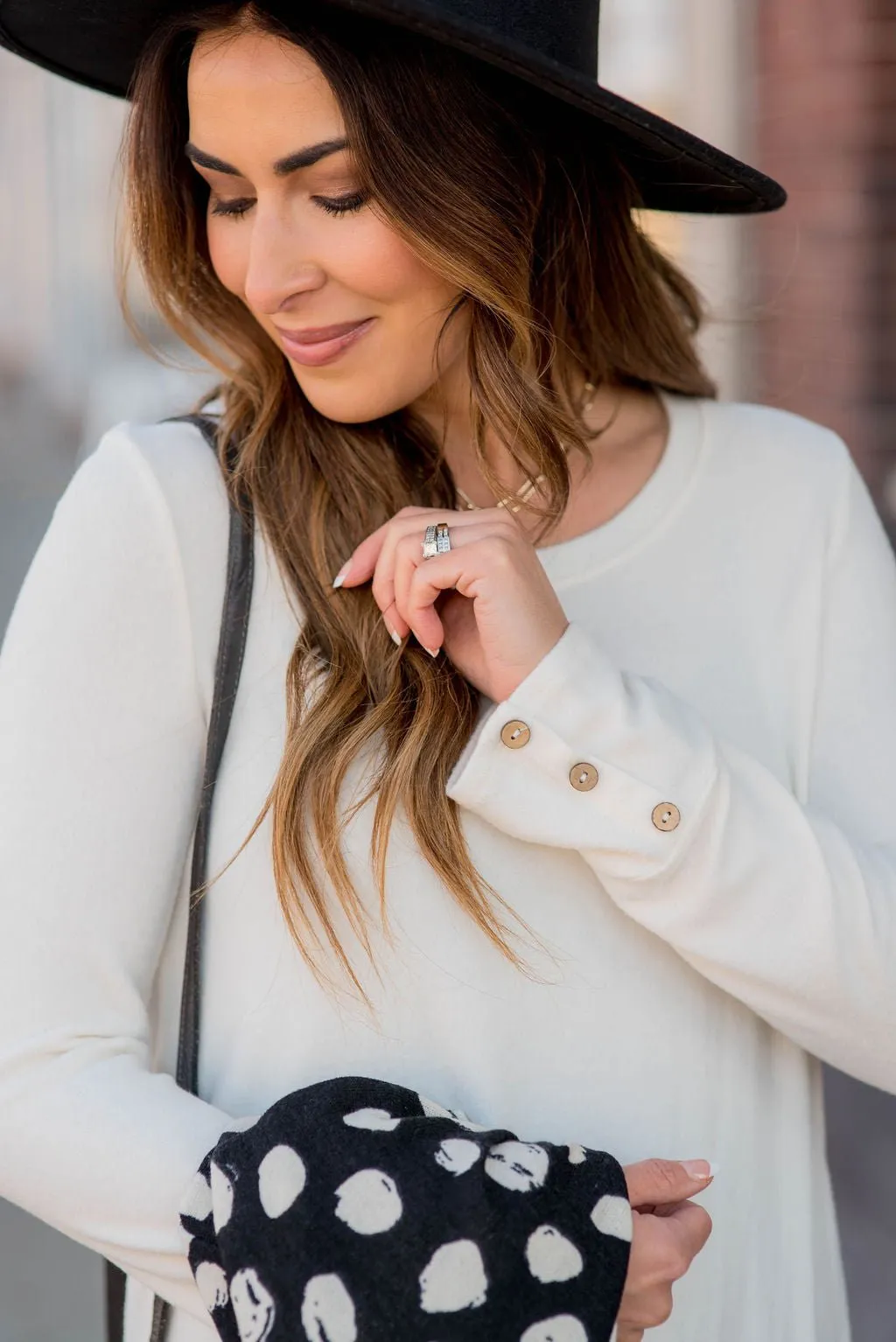 Button Cuff Long Sleeve Tee