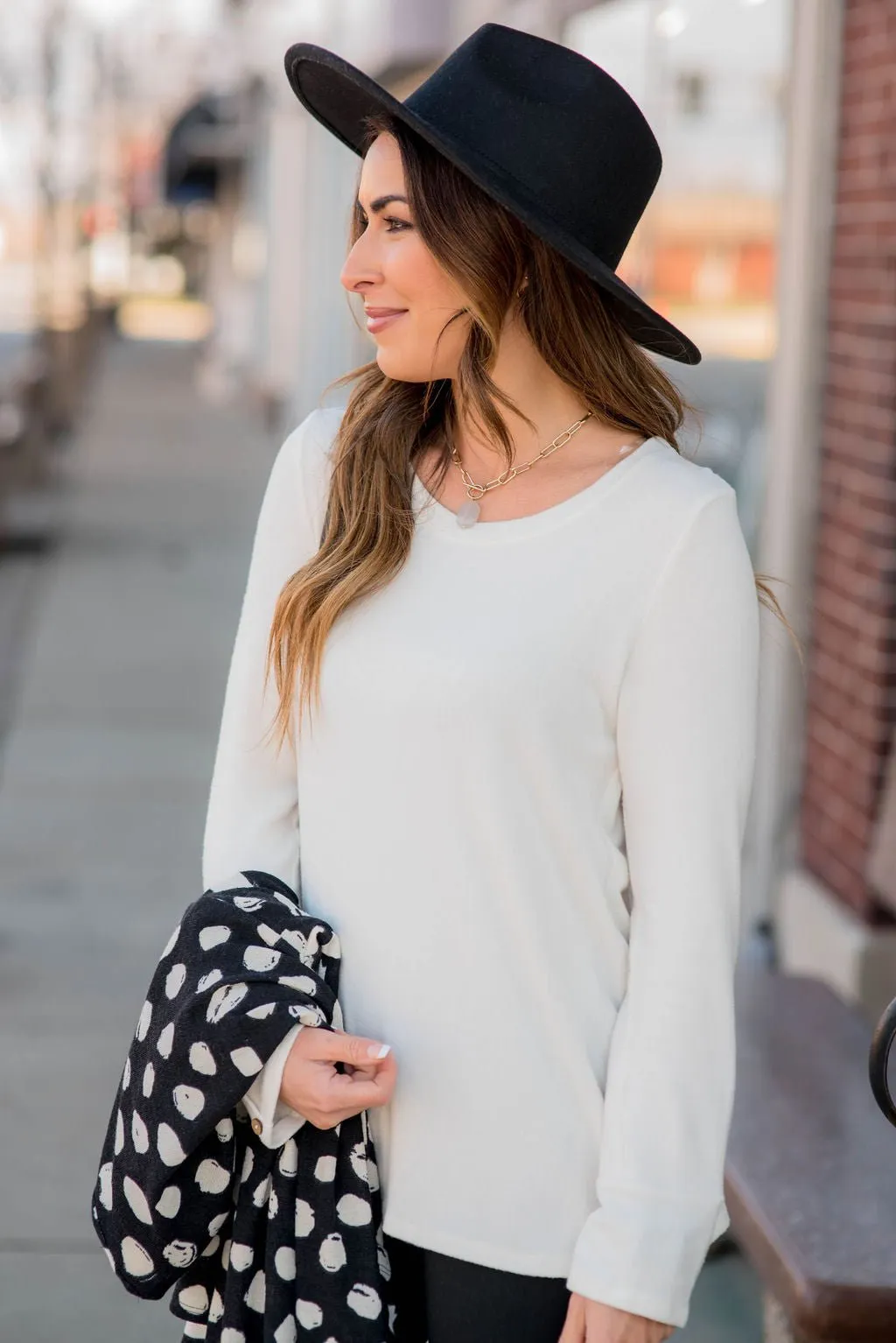 Button Cuff Long Sleeve Tee