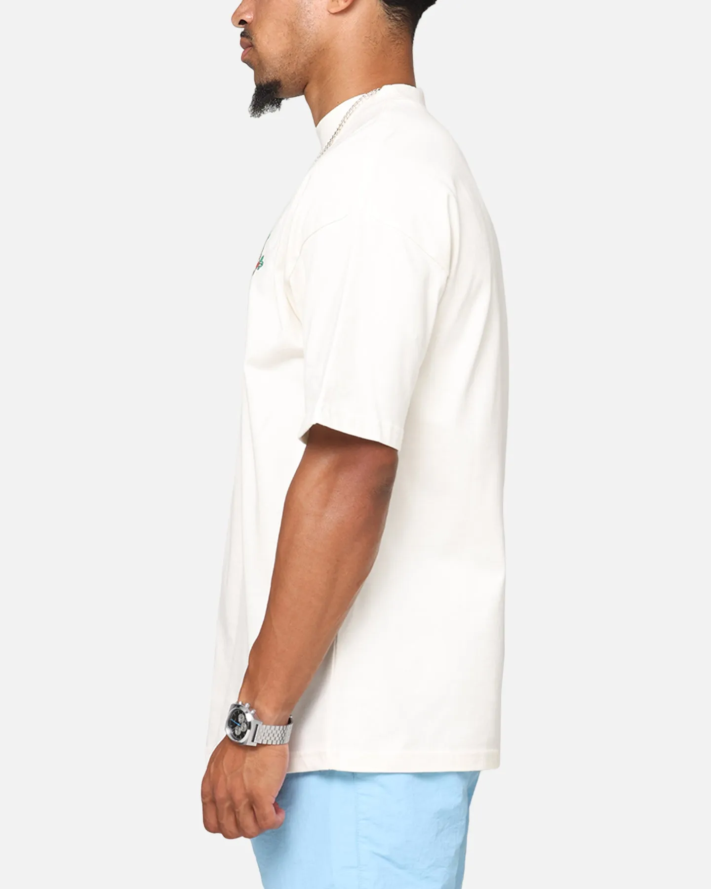 Carre Royal Patch Mock Neck T-Shirt Off White