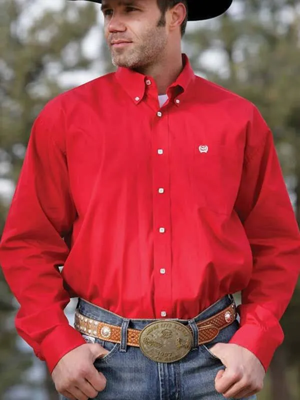 Cinch Mens Solid Red Button Down Western Shirt Style MTW1103313