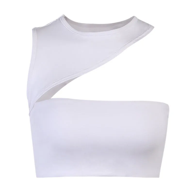 Crew Neck One Shoulder Tank Top