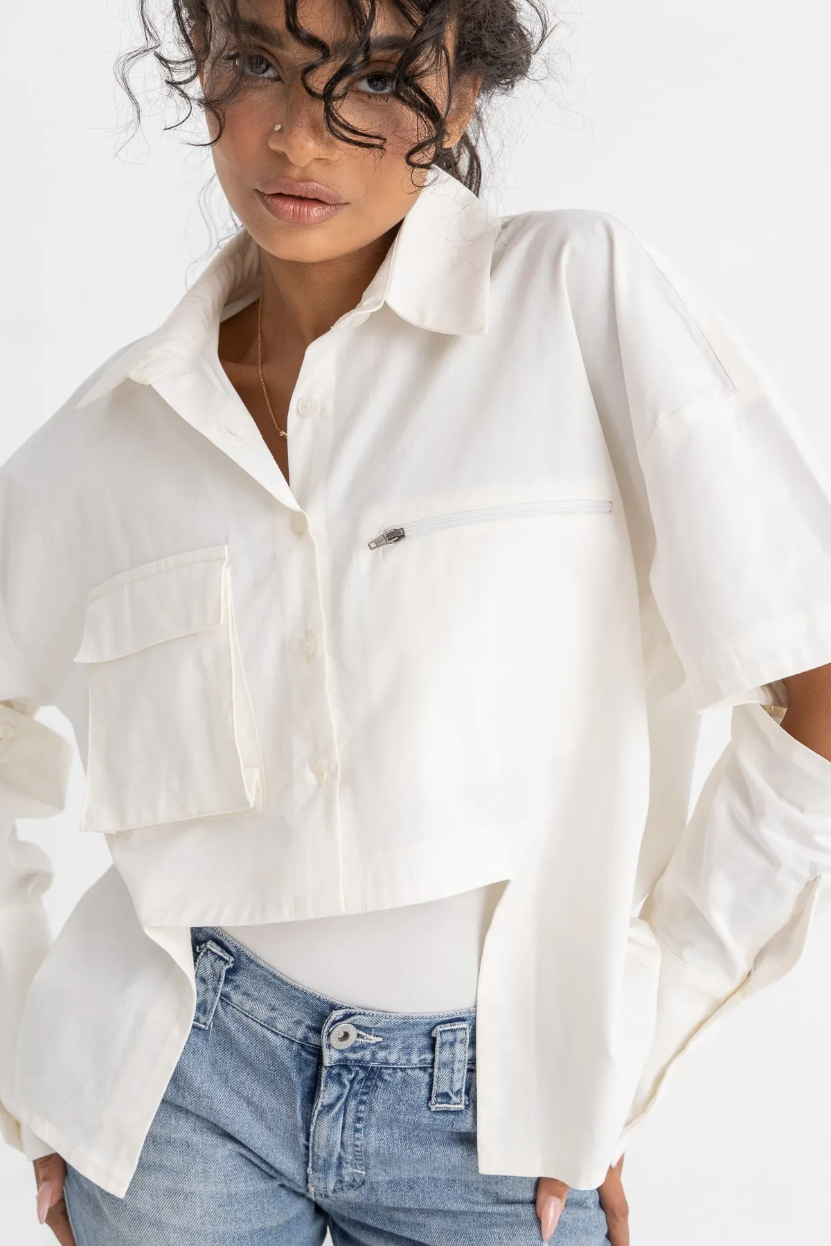 Cutout Poplin Shirt - Add On