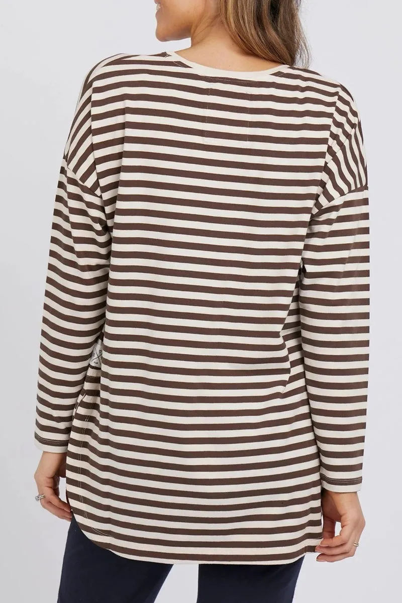 Elm - Fundamental - Lauren L/Sleeve Tee - Choc Stripe