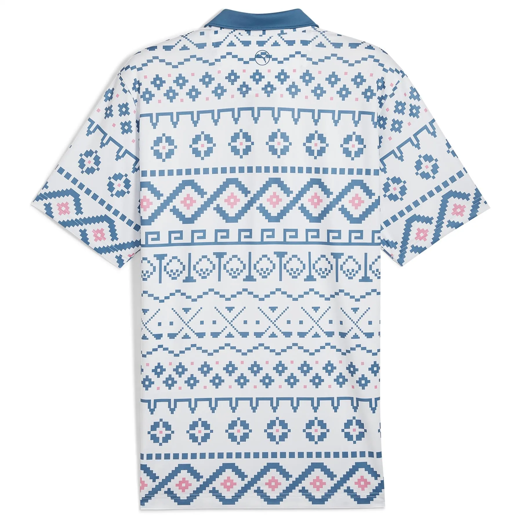 Fair Isle Print Polo White Glow/Blue Horizon - AW24