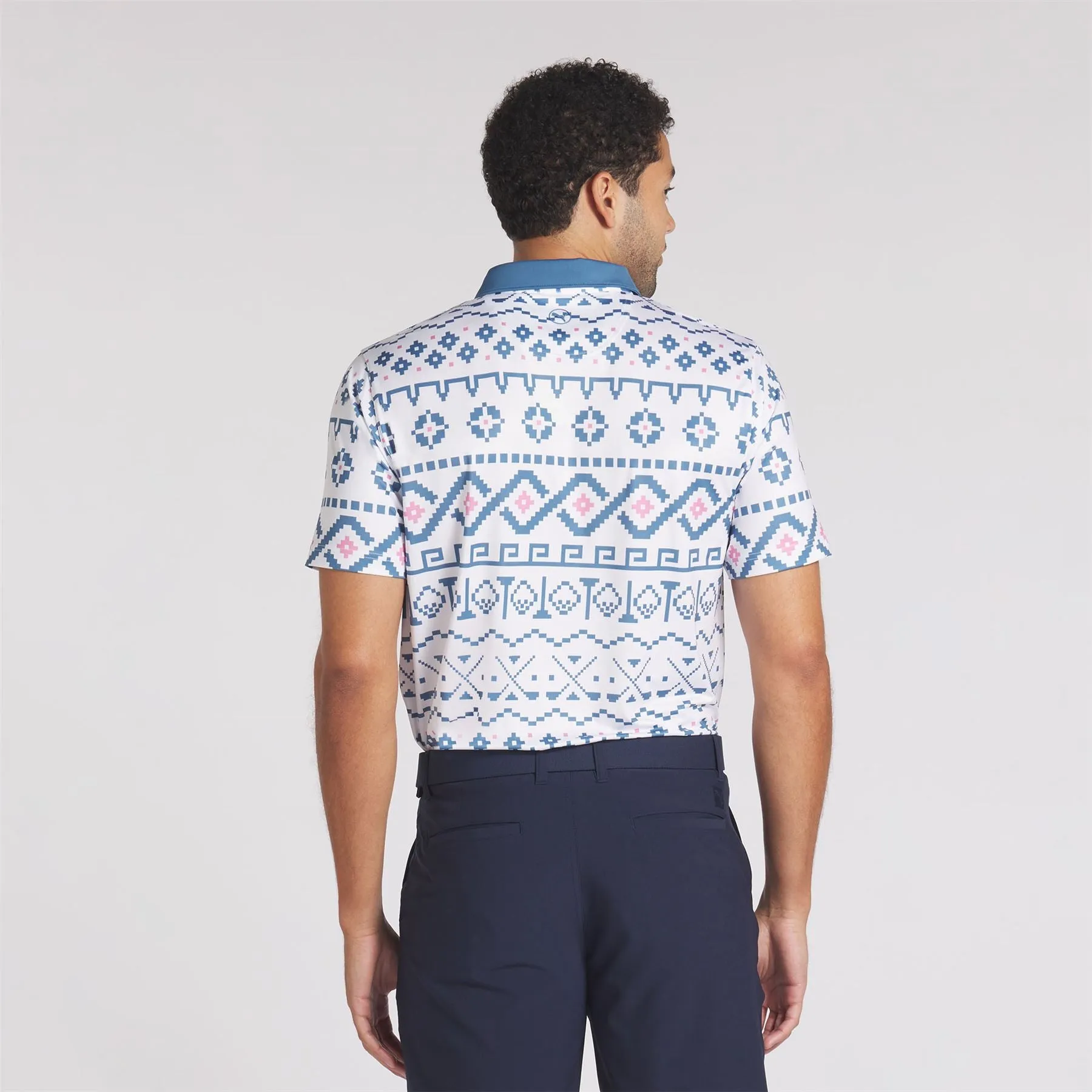 Fair Isle Print Polo White Glow/Blue Horizon - AW24