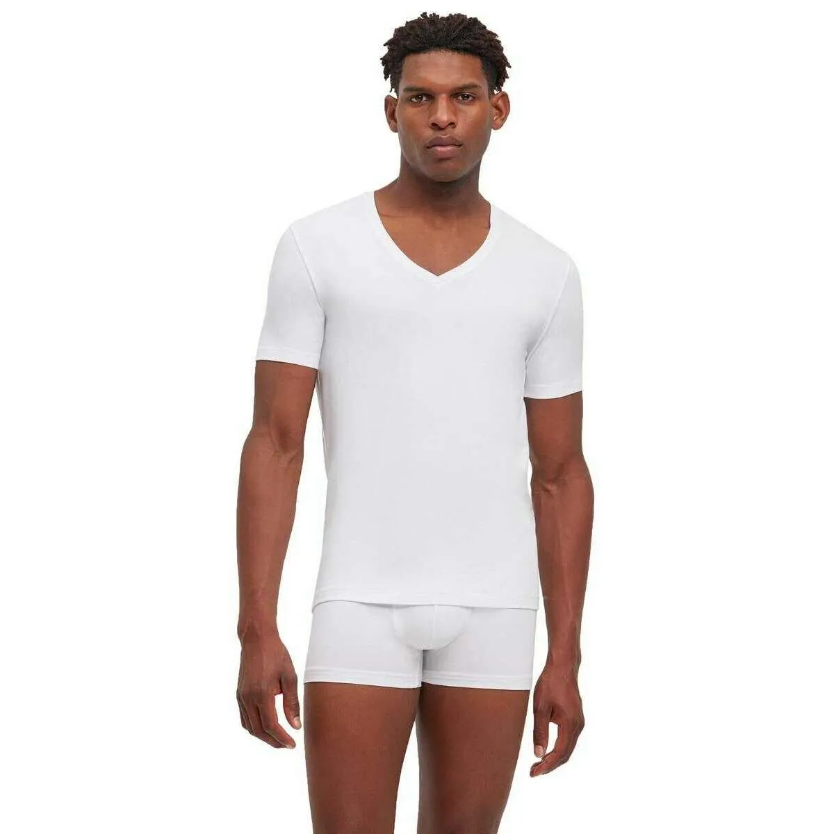 Falke Daily Comfort Deep V-Neck 2 Pack T-Shirt - White