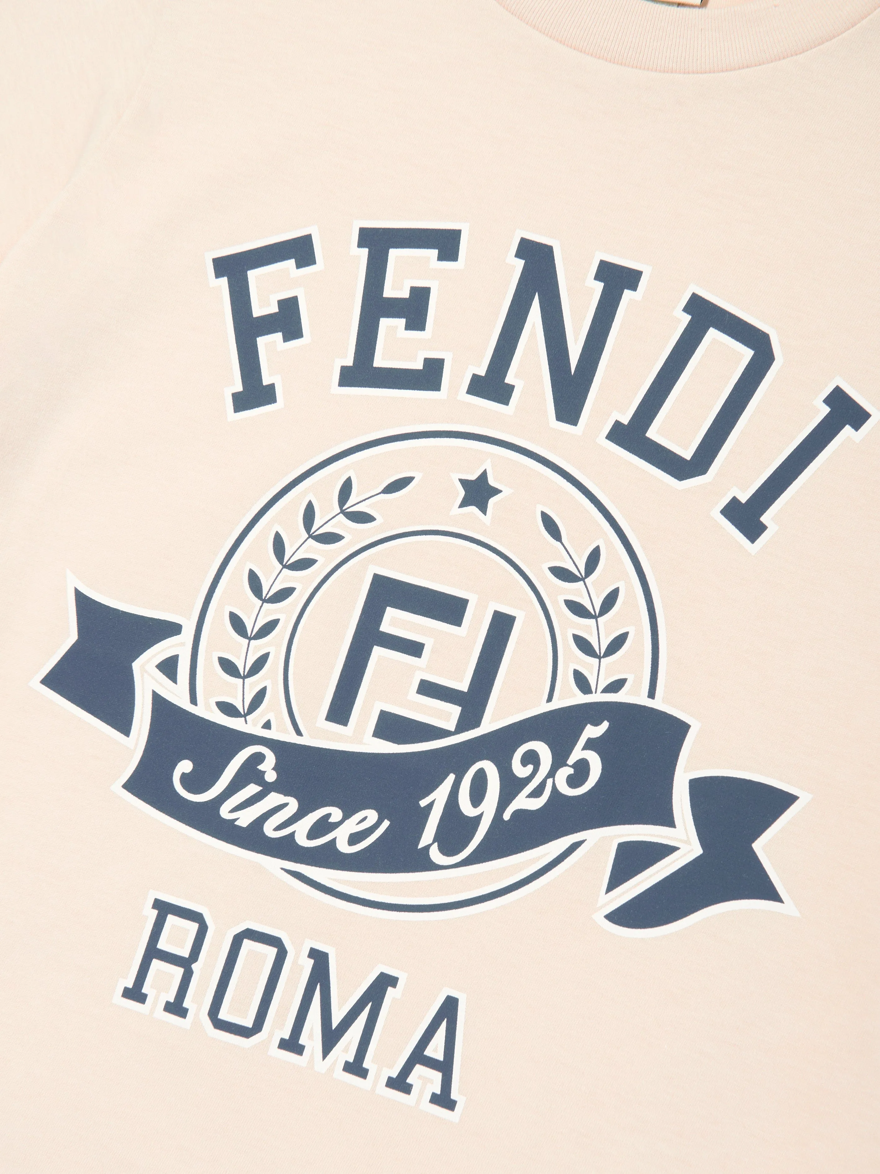 Fendi Kids Crest Logo T-Shirt in Beige