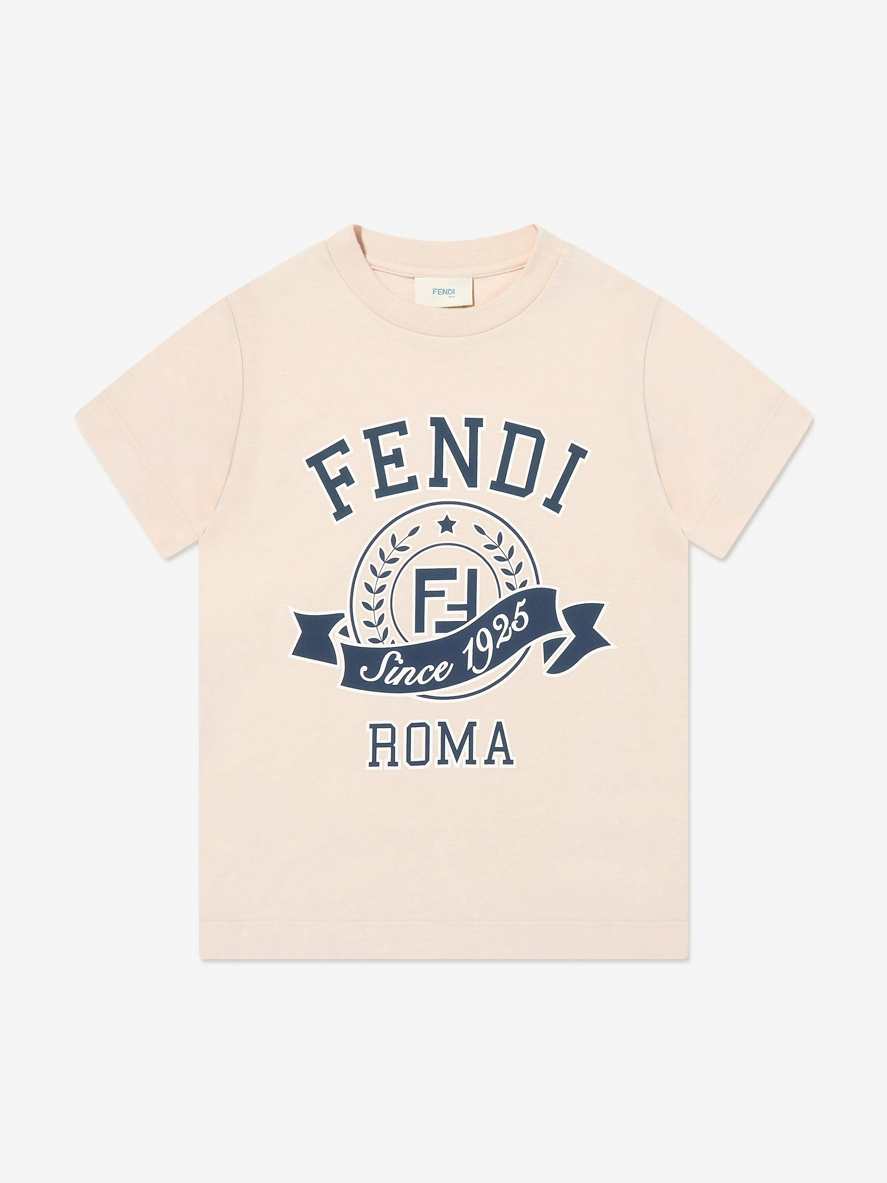 Fendi Kids Crest Logo T-Shirt in Beige