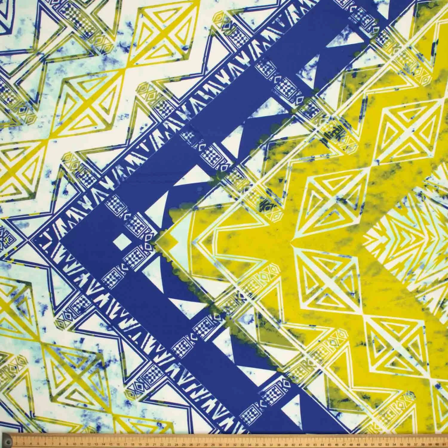 Fenina Crepe Prints Design-3 Green & Blue Geometric