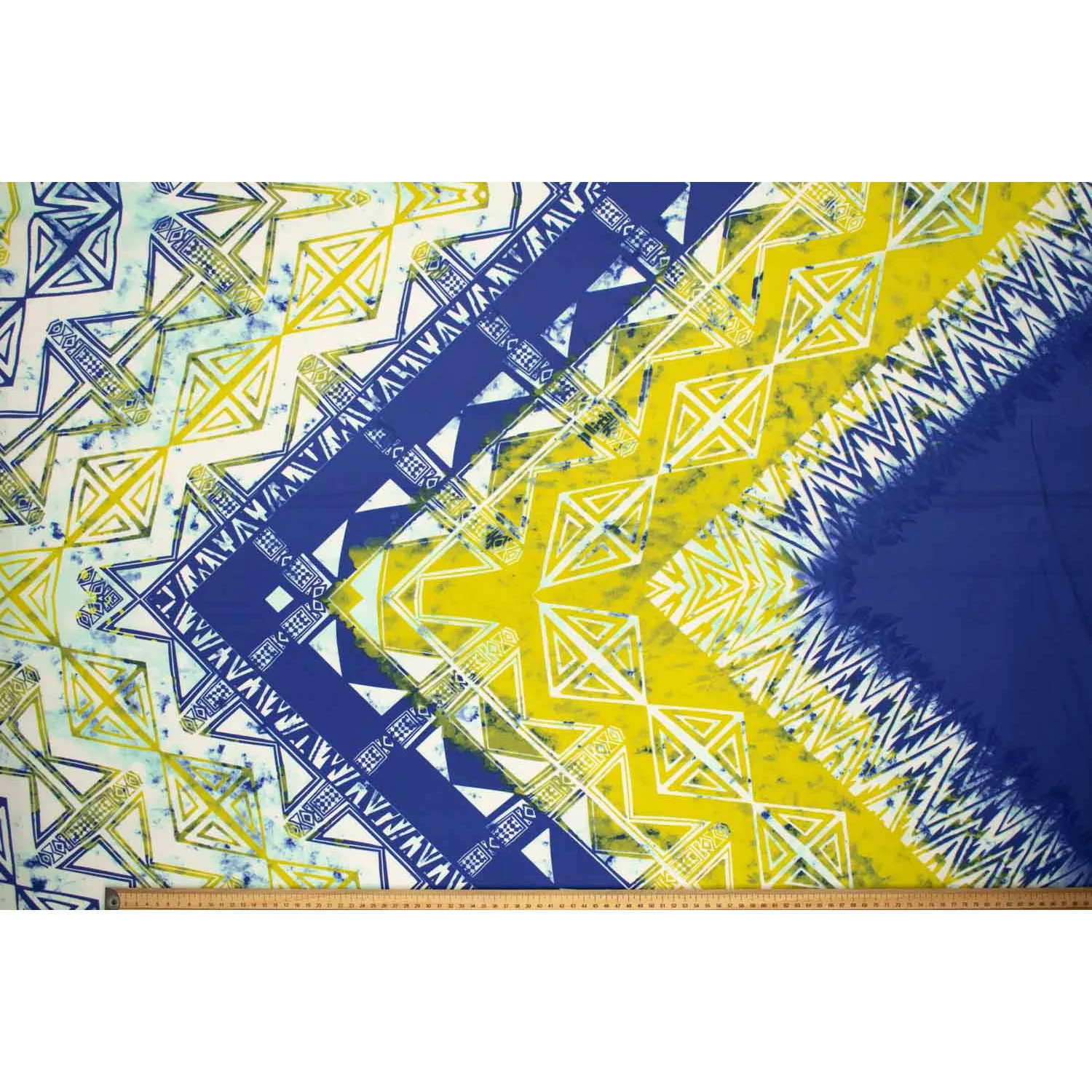 Fenina Crepe Prints Design-3 Green & Blue Geometric