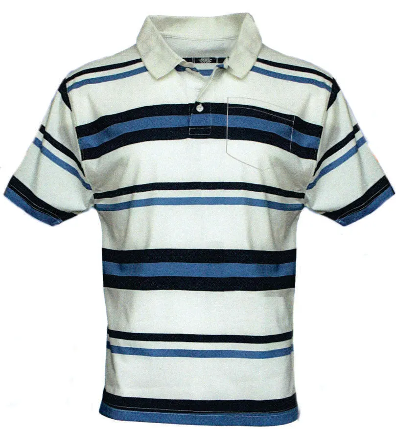 Foxfire Men's Striped Poly/Cotton Polo With Pocket