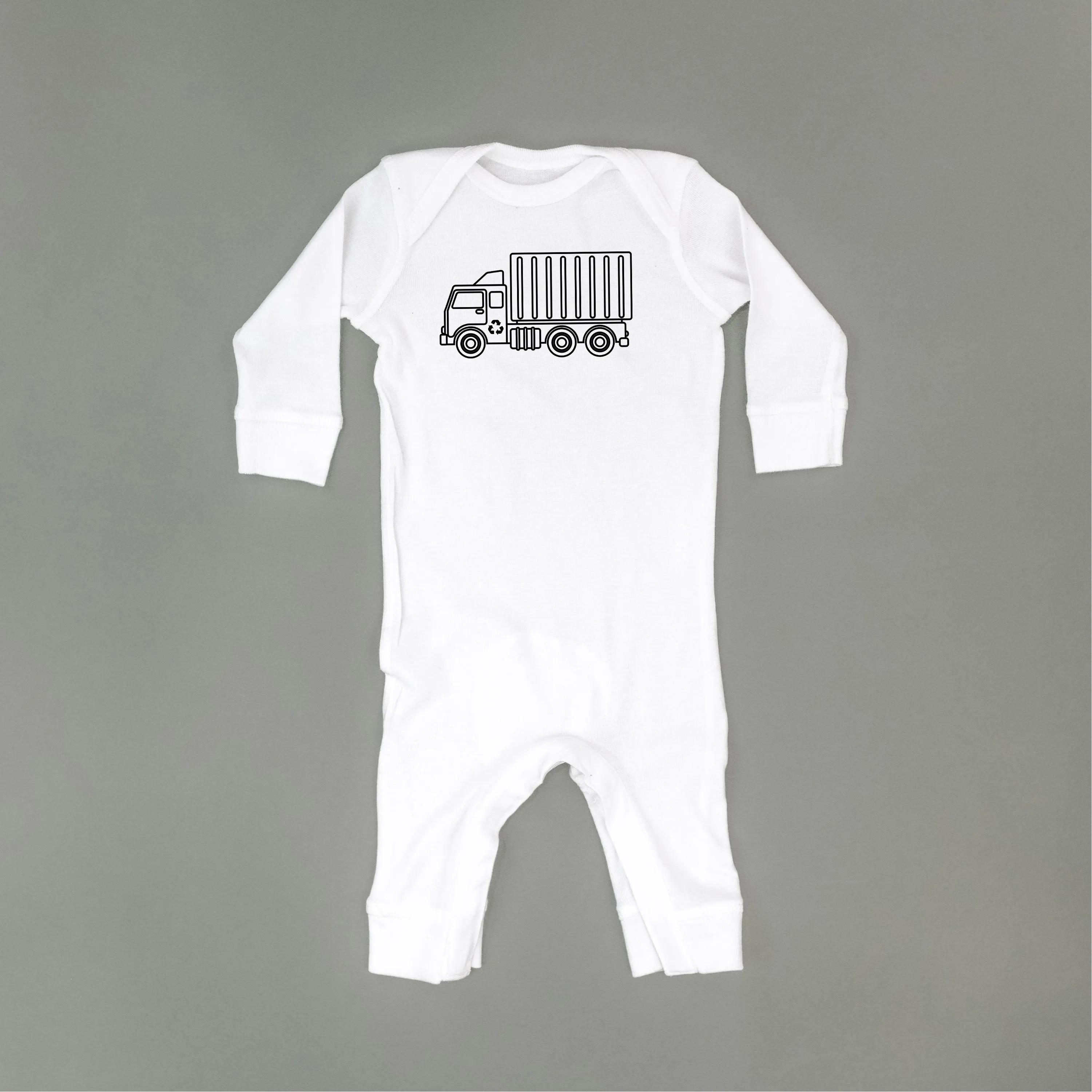 GARBAGE TRUCK - Minimalist Design - One Piece Baby Sleeper