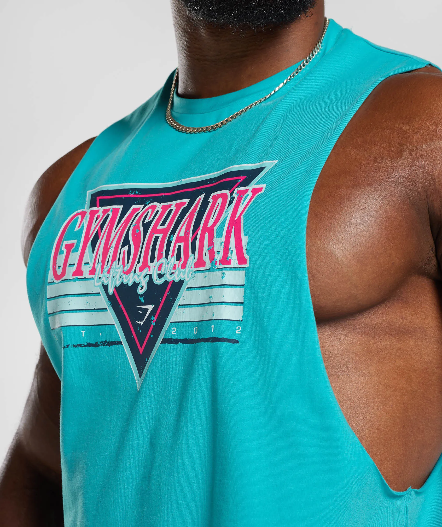 Gymshark Retrowave Drop Arm Tank - Aegean Blue