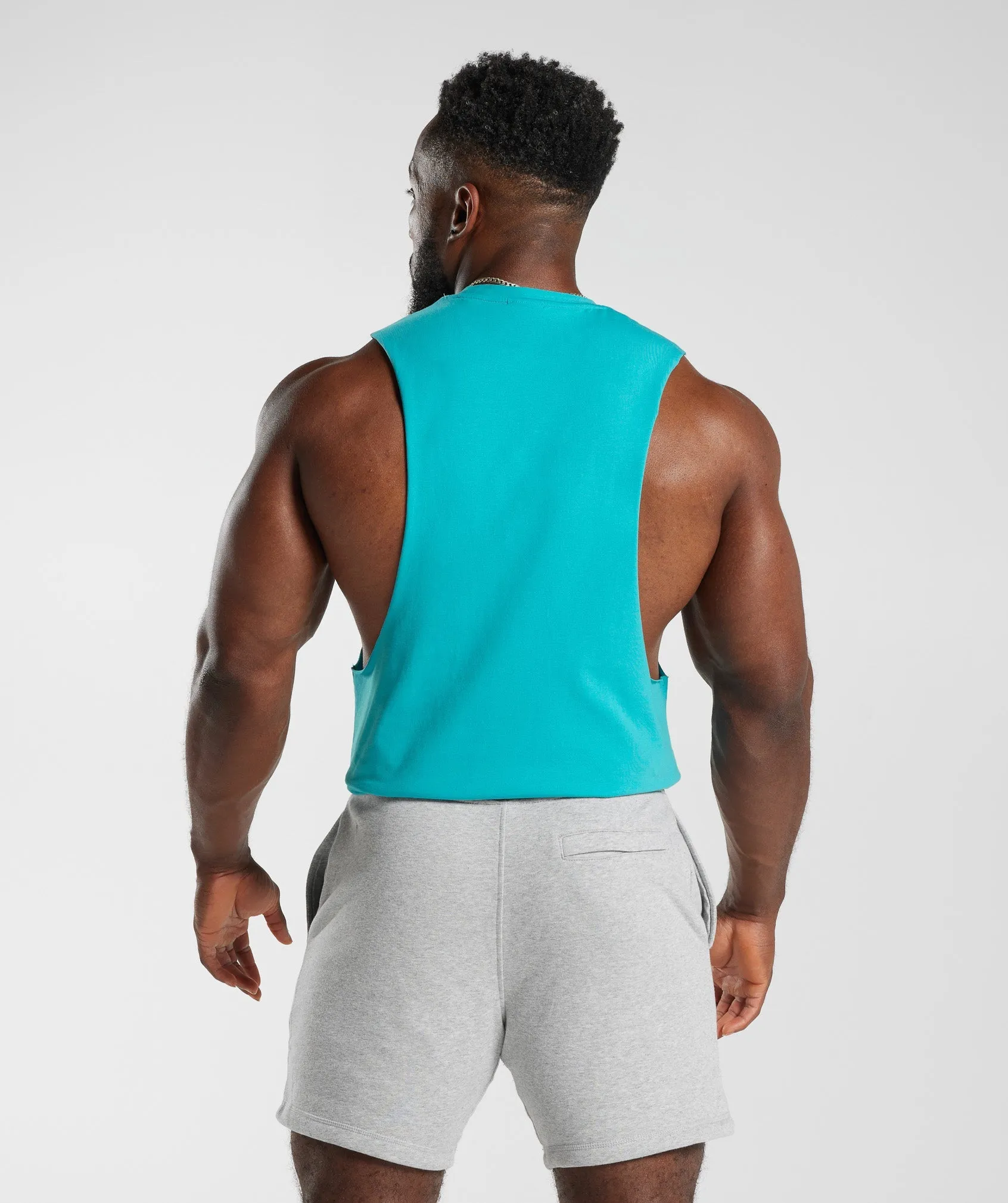 Gymshark Retrowave Drop Arm Tank - Aegean Blue