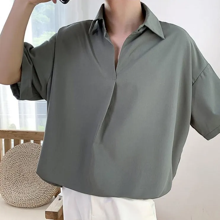 [Korean Style] 3 Colors Poly Casual Shirts