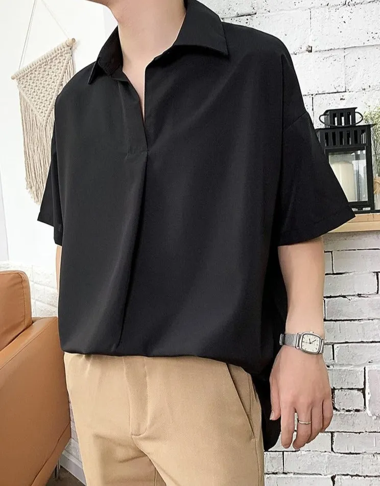 [Korean Style] 3 Colors Poly Casual Shirts