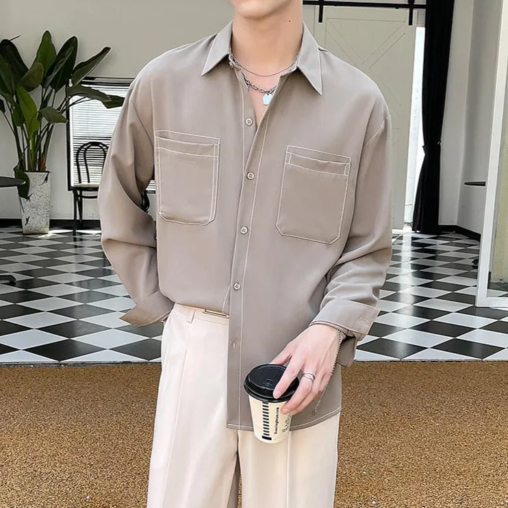 [Korean Style] 3 Colors Solid Casual Shirts