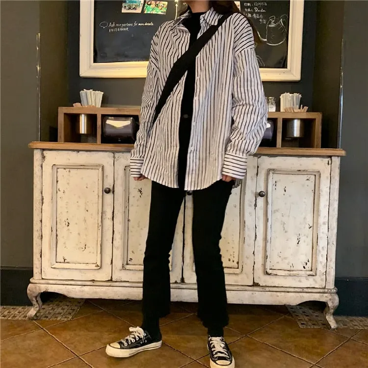 [Korean Style] Boyfriend Style Stripe Shirts