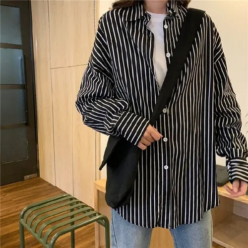 [Korean Style] Boyfriend Style Stripe Shirts