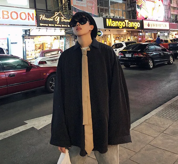 [Korean Style] Deen Striped Oversize Shirts