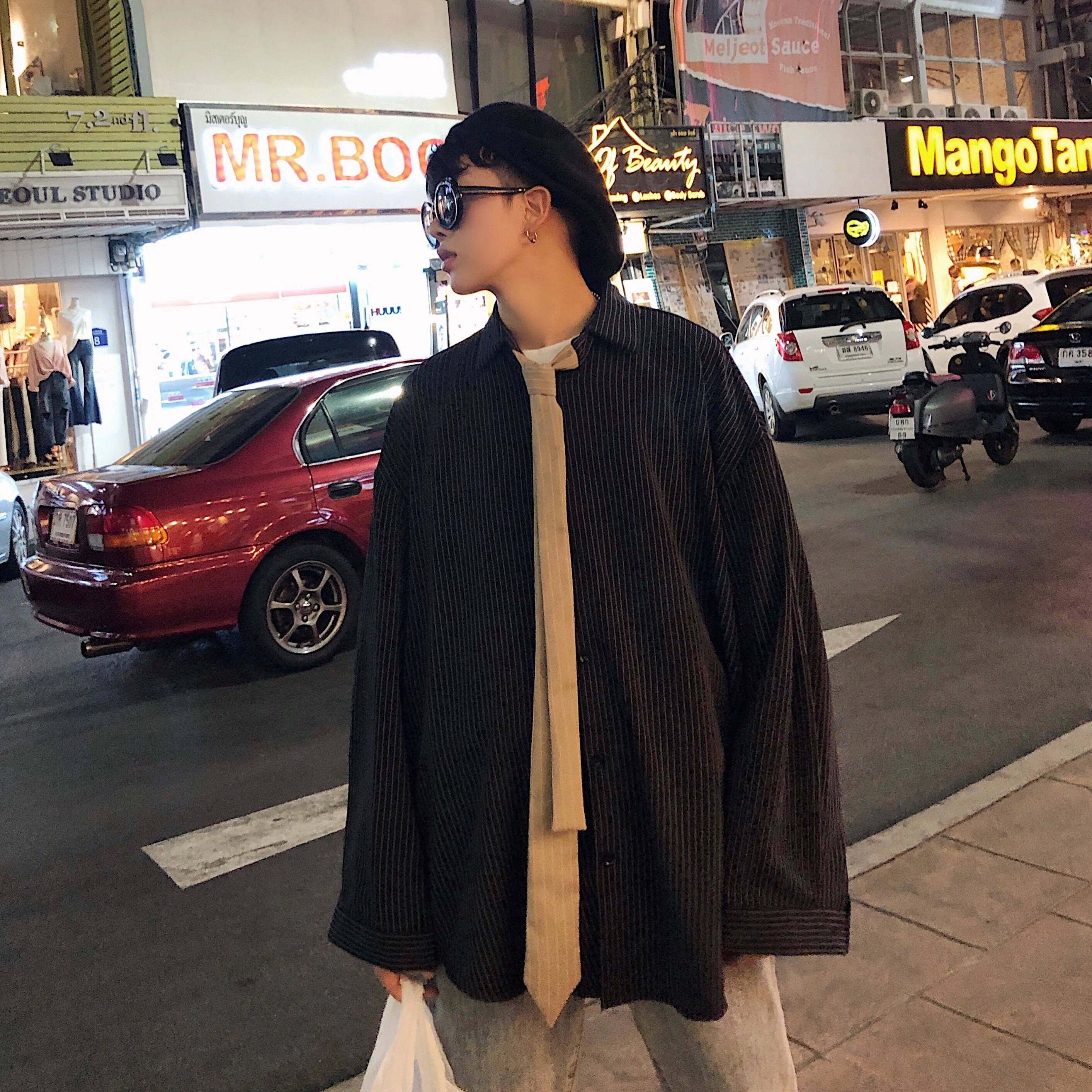 [Korean Style] Deen Striped Oversize Shirts