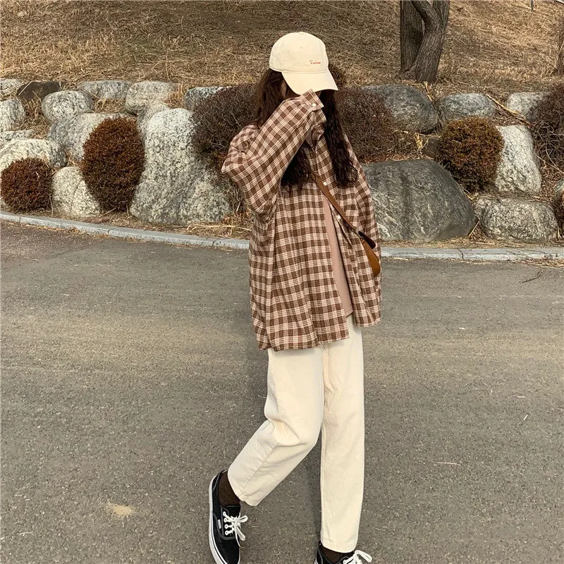 [Korean Style] Geine Oversized Check Shirts