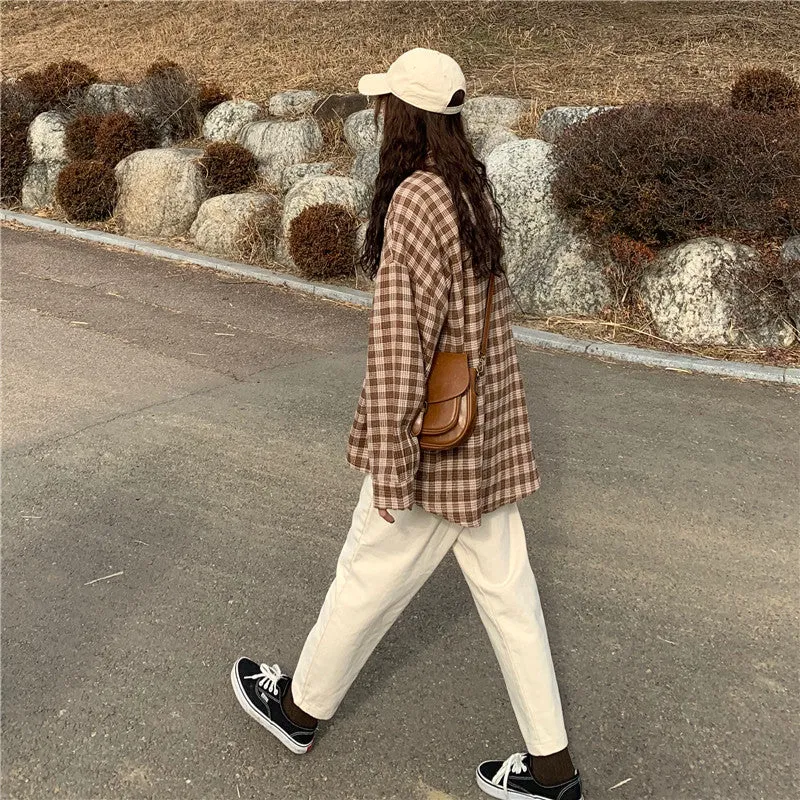 [Korean Style] Geine Oversized Check Shirts