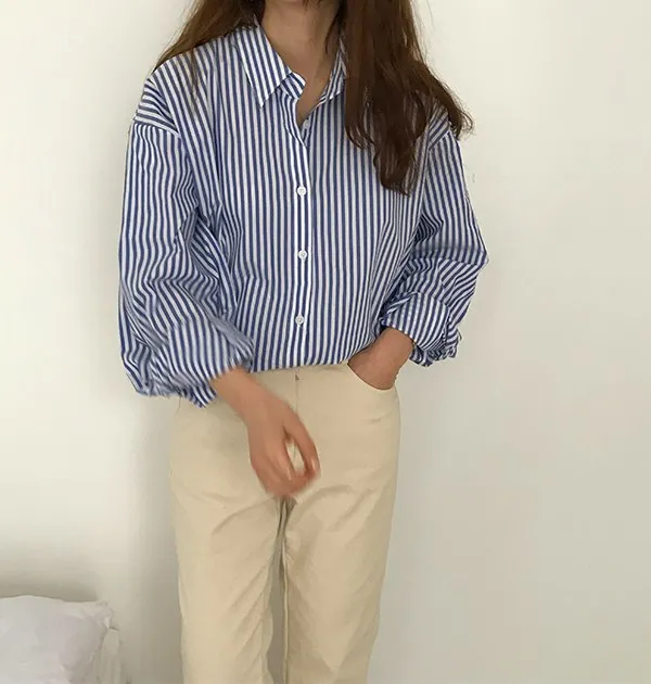 [Korean Style] Goria Basic Stripe Shirts