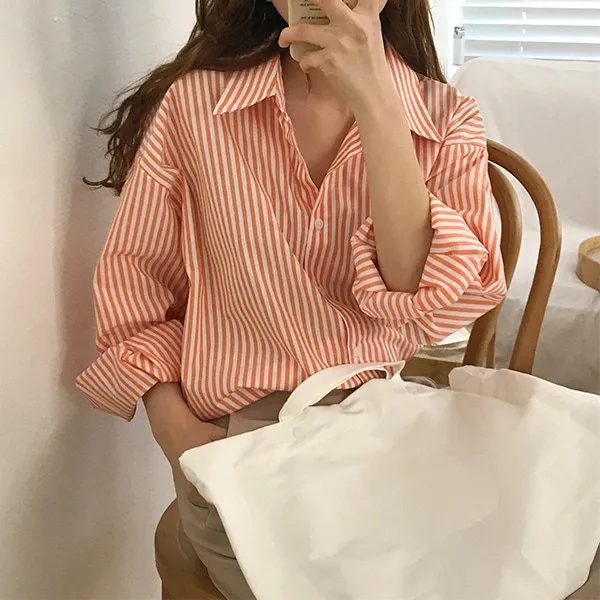 [Korean Style] Goria Basic Stripe Shirts