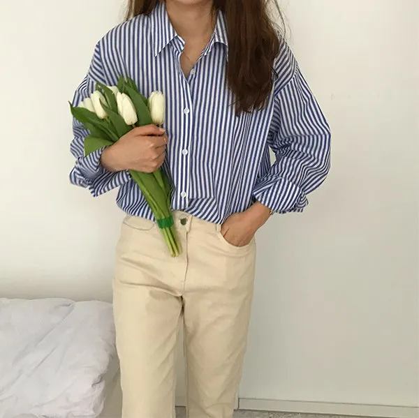 [Korean Style] Goria Basic Stripe Shirts