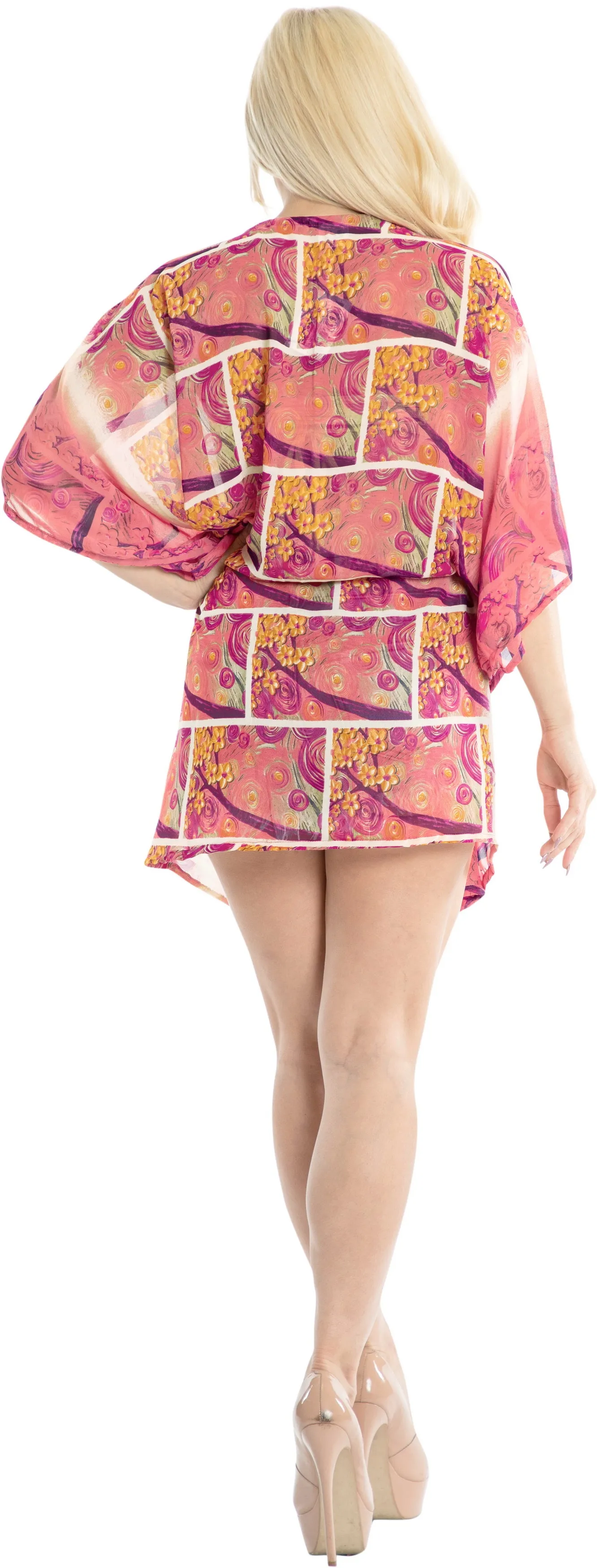 LA LEELA Beach Cover up Kimono Swimwear Swimsuit For Women VALENTINE Pink_Y657 O