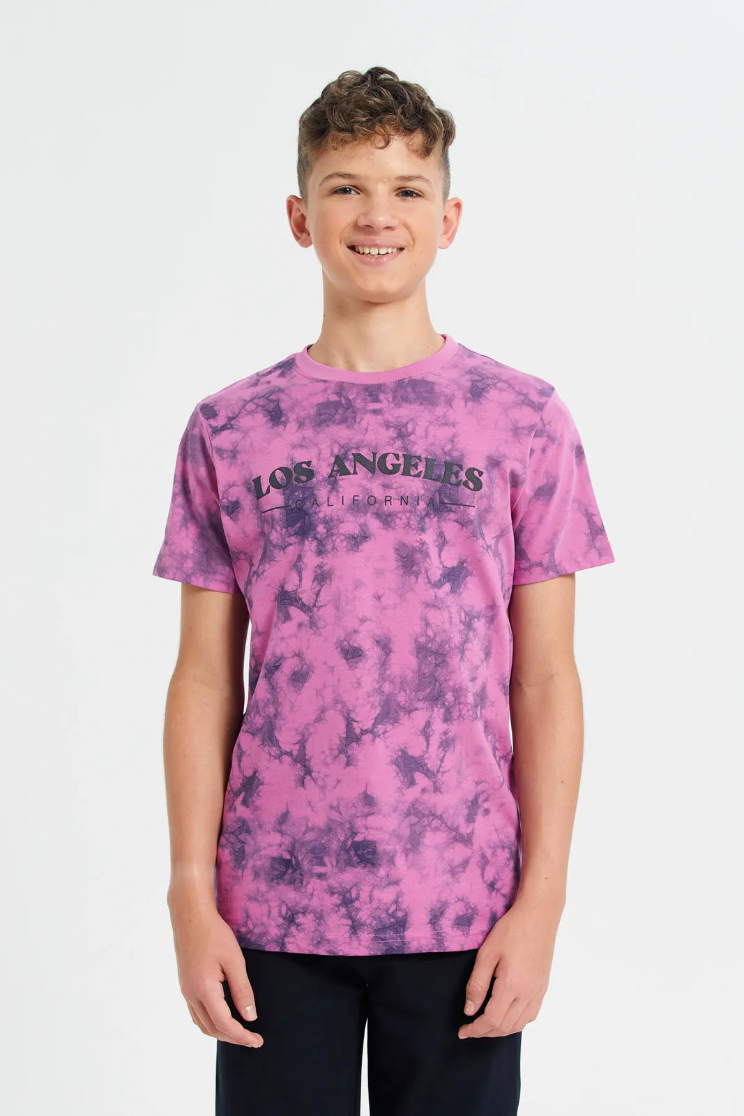 Lilac Los Angeles Tye Dye Tee With Hd Print