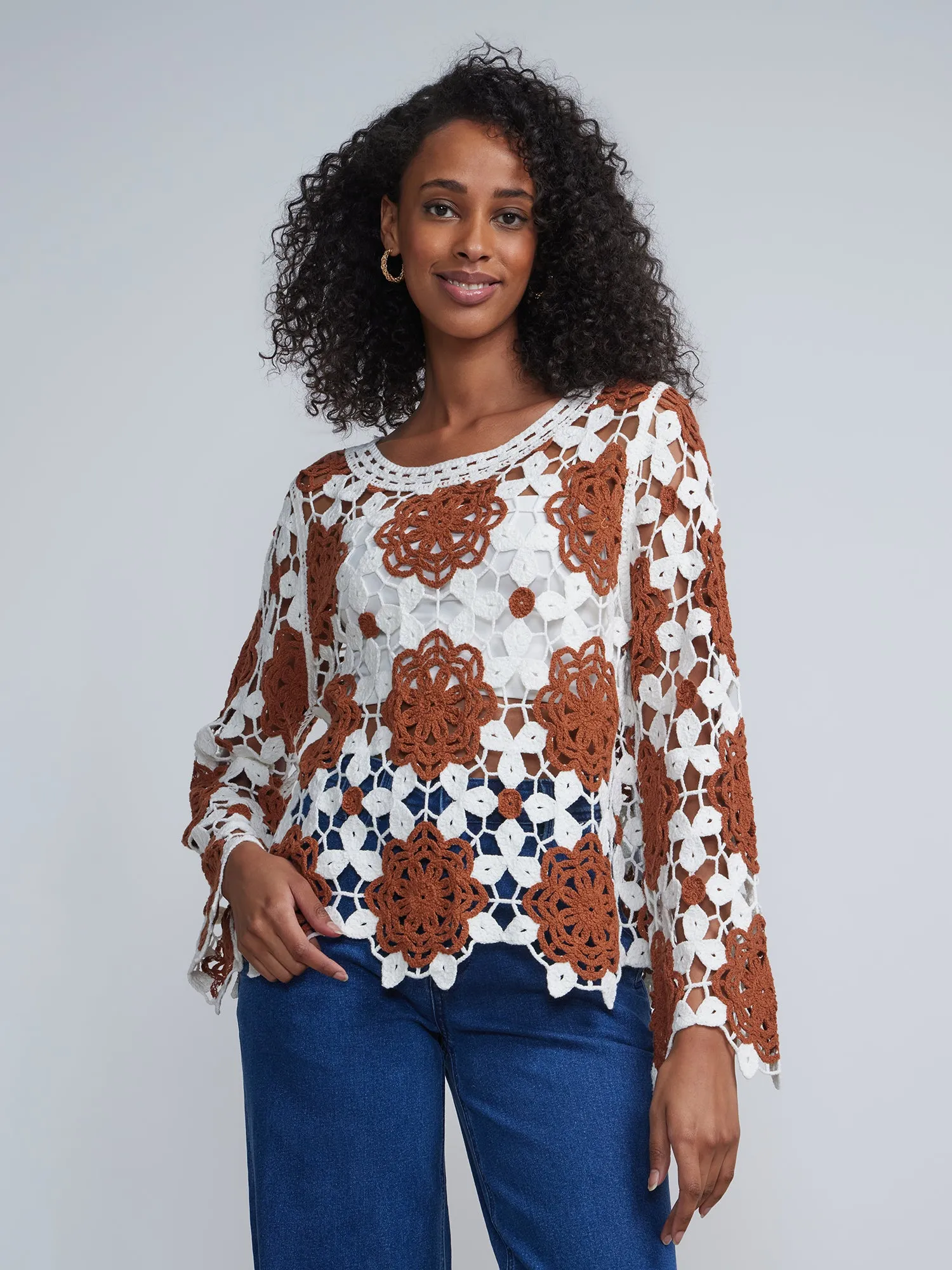 Long Sleeve Boho Crochet Top